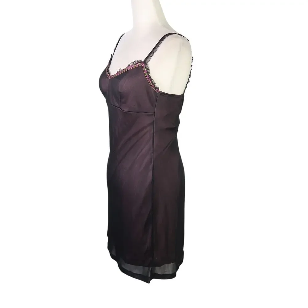 Vintage Y2K Rampage Black Sheer Mesh Slip Babydoll Mini Dress S - Picture 3 of 7